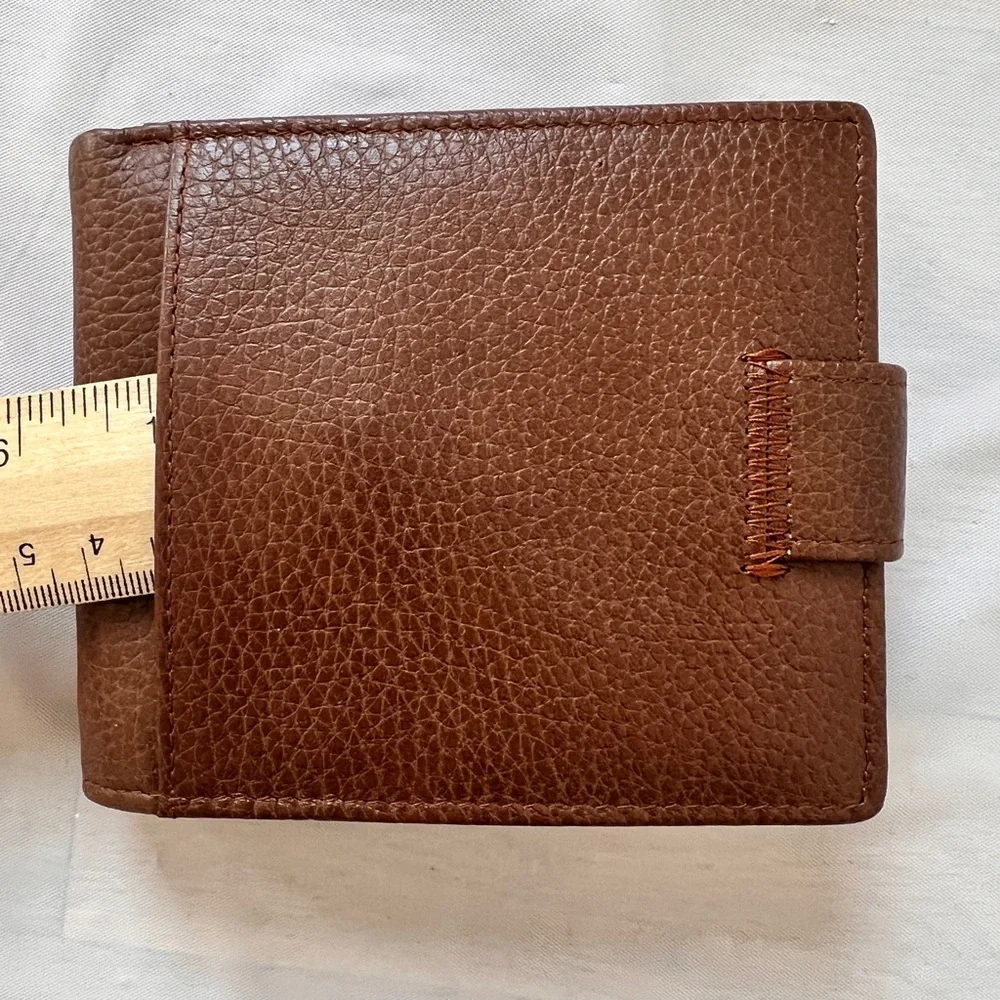 Brown Pebbled Leather Wallet 16 credit card slots Quad-Fold NWOT micro pak